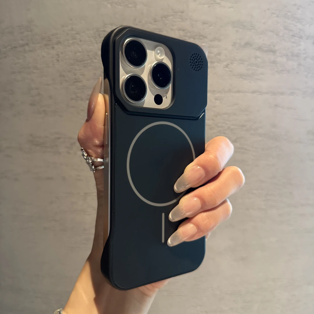 无边框AG磨砂适用苹果16promax磁吸手机壳iPhone15/14/13散热12硬