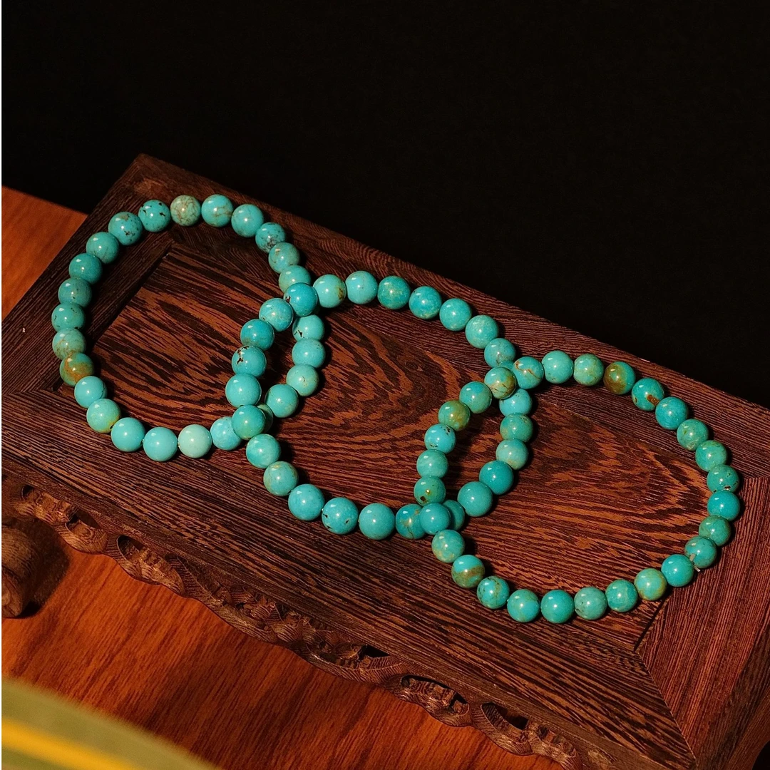 天然绿松石高瓷手串6mm~多样性发其一