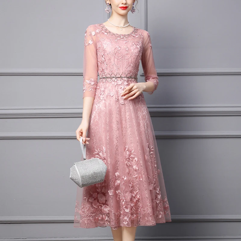 品牌高端妈妈婚宴礼服高贵喜婆婆装晚礼服裙子年轻款洋气平时可穿