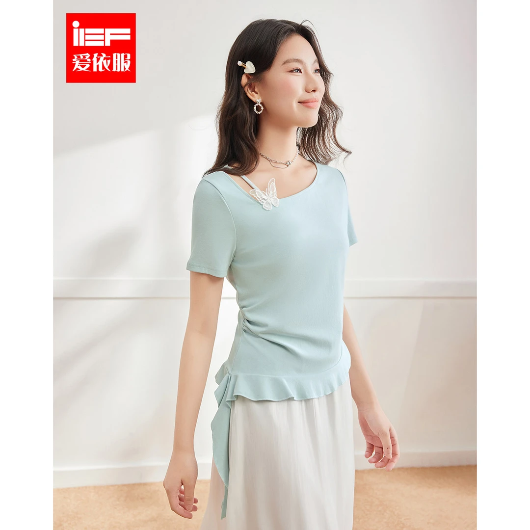 IEF/爱依服【微胖】大码女装2025夏季新款法式温柔小女人气质上衣