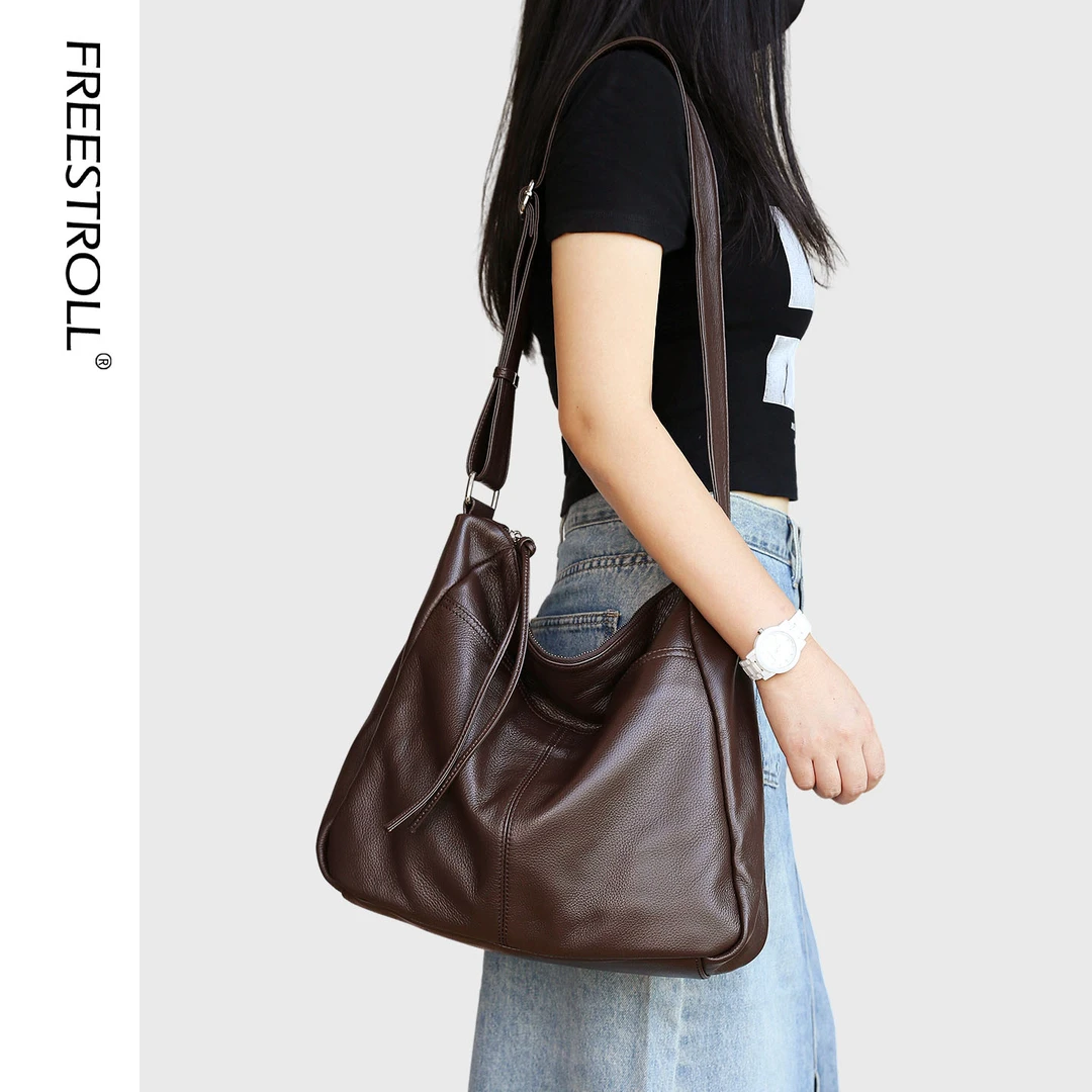 简约时尚托特包上班通勤百搭头层牛皮女包休闲大包大容量单肩斜挎