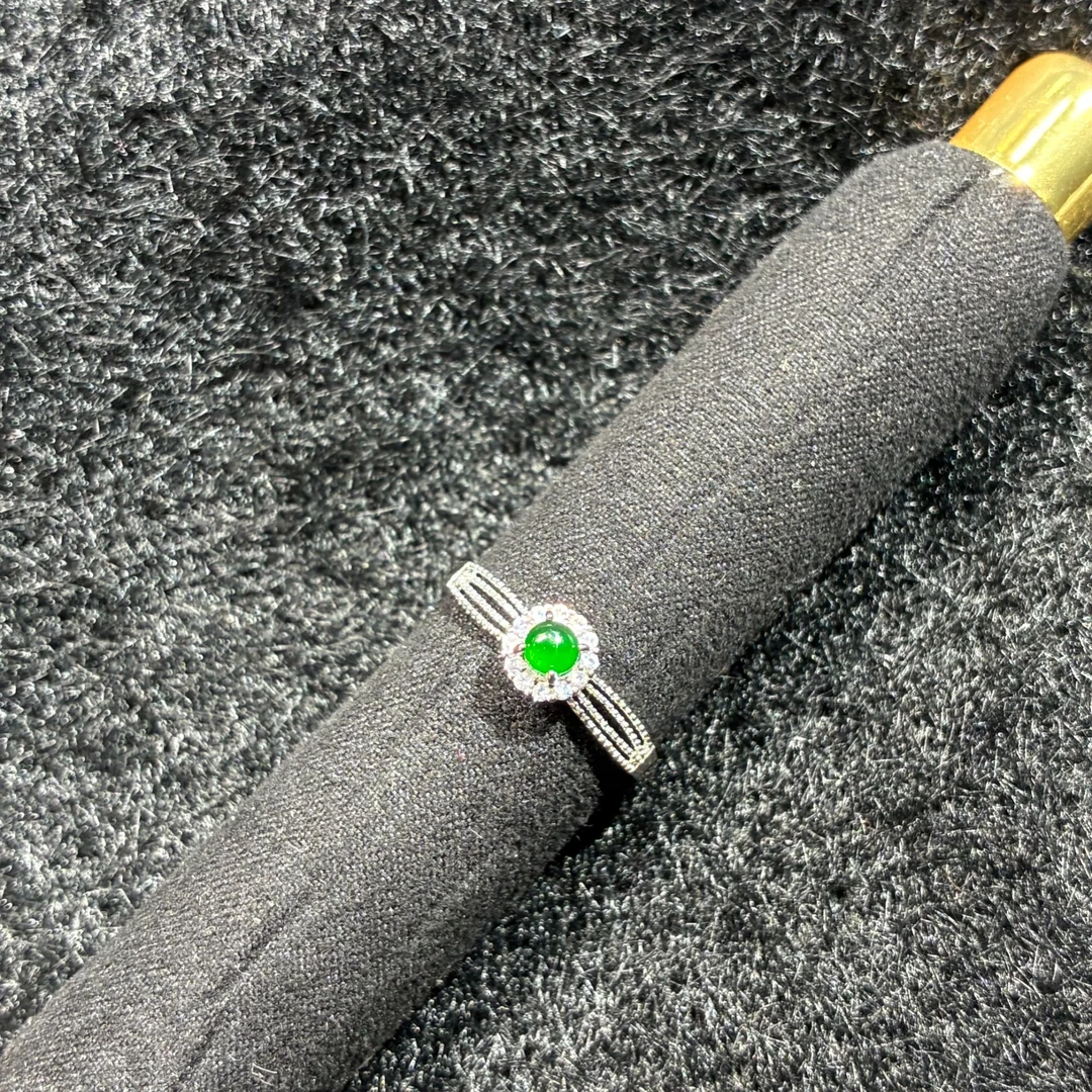 Y170 翡翠蛋面戒指开口可调节日常百搭轻奢珠宝