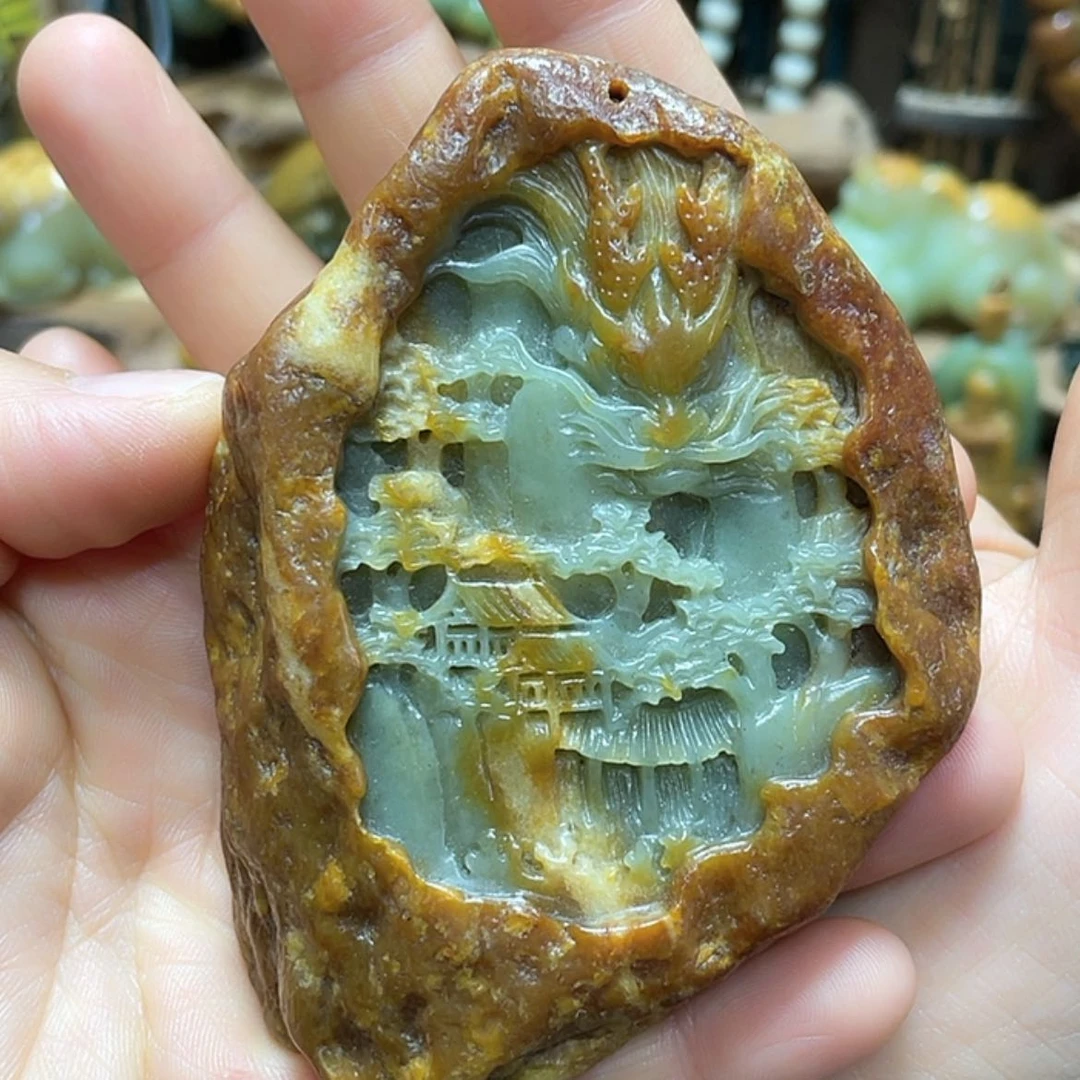 【闪购商品】未镶嵌岫岩河磨玉（透闪石质玉）挂件