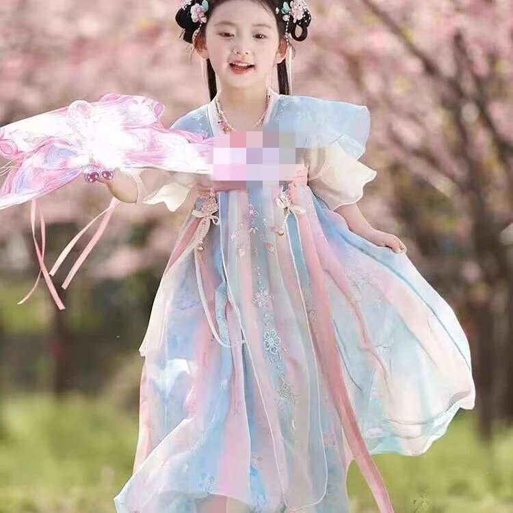 XXGZ06现货【海棠】汉服女童夏季超仙古风古装2025新款连衣裙唐装
