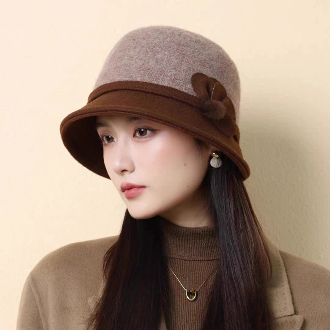 秋冬季帽子女士百搭加绒加厚保暖渔夫帽中老年人洋气百搭针织盆帽