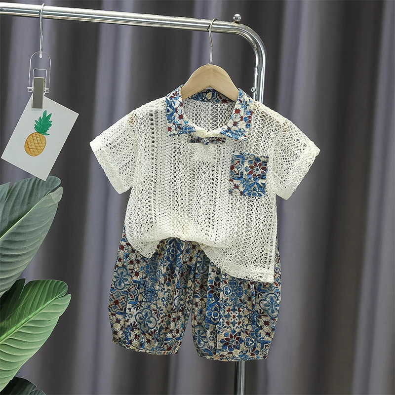 童装男童套装夏季新款儿童薄款透气短袖男宝宝夏装休闲洋气两件套