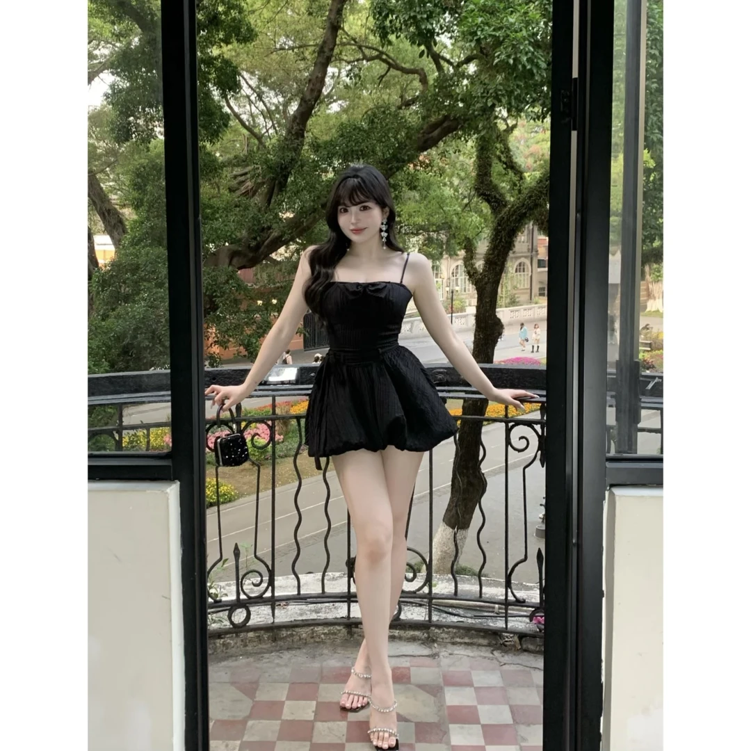 MengFairy清清【杂志焦点】吊带收腰连衣裙安全花苞短裤4891欧若风