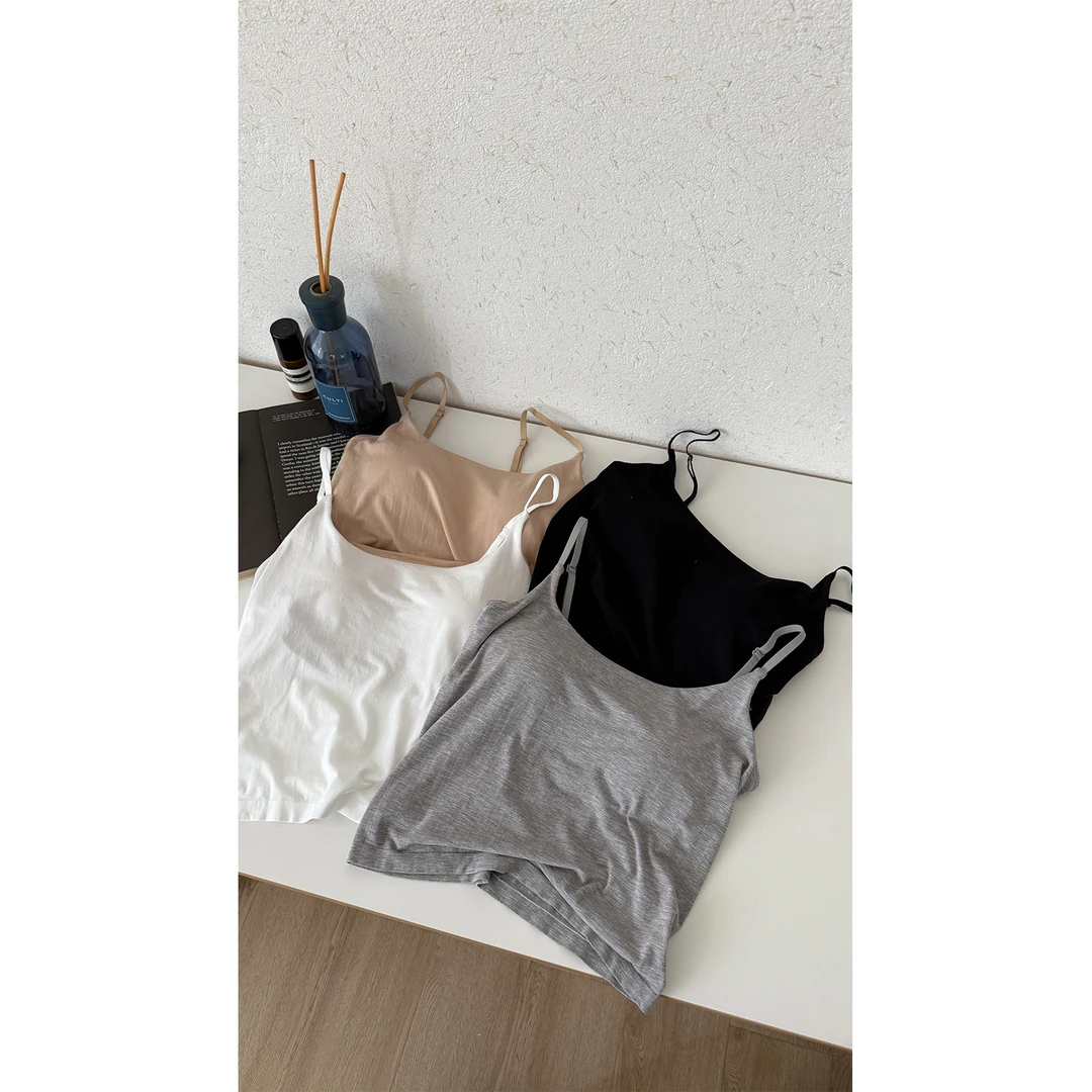 苏安家｜“山茶吊带”微胶囊夏日微香 一体无缝无痕带胸垫吊带背心