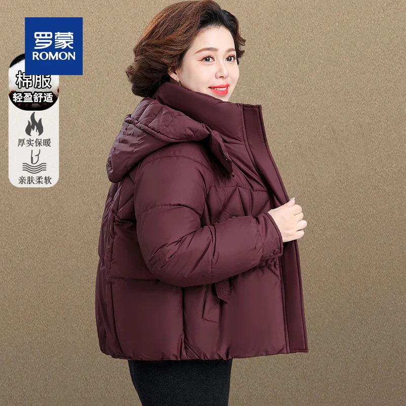 罗蒙中老年冬季棉服女新款妈妈冬装棉衣外套小个子短款加厚棉袄女