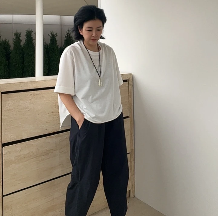 欧货设计感前短后长T恤女夏季25新款圆领宽松百搭打底上衣2873