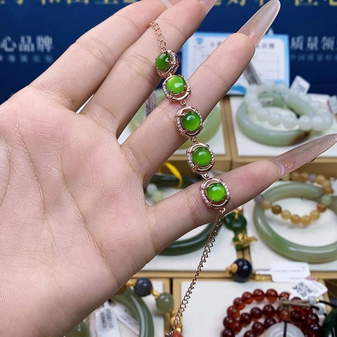 银S925镶嵌手链和田玉sj