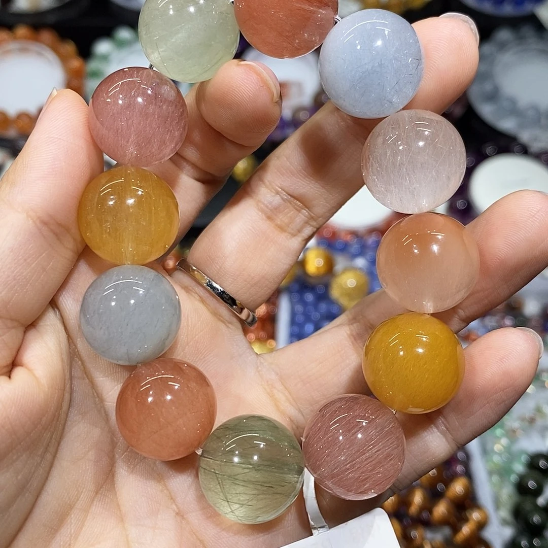 水晶未镶嵌手串彩兔毛17