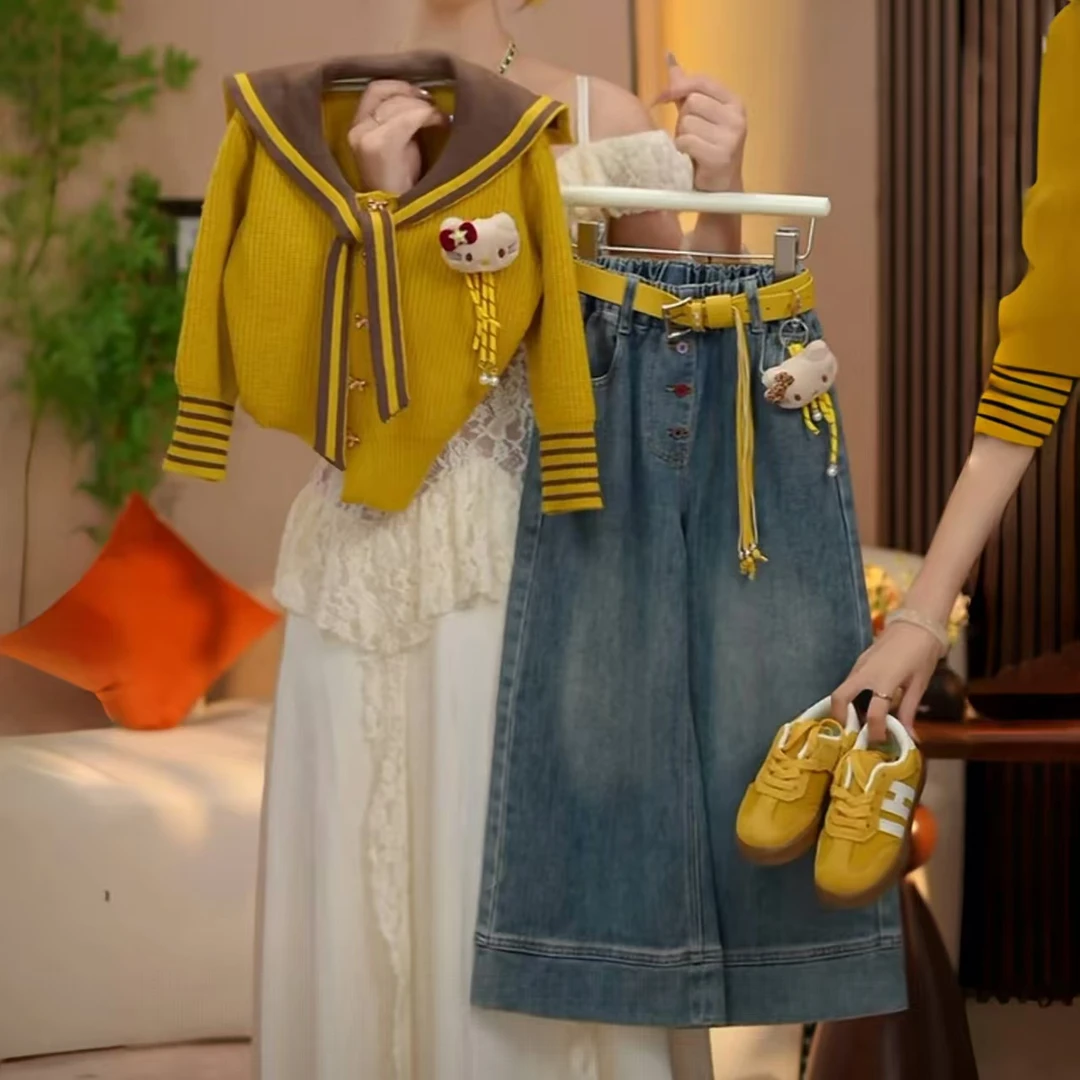 女童2025秋款上新洋气休闲针织衫外套休闲毛衣女孩秋装套装