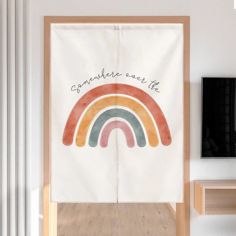 卧室门帘家用免打孔隔断帘儿童房布艺半帘厨房厕所卫生间半截帘子