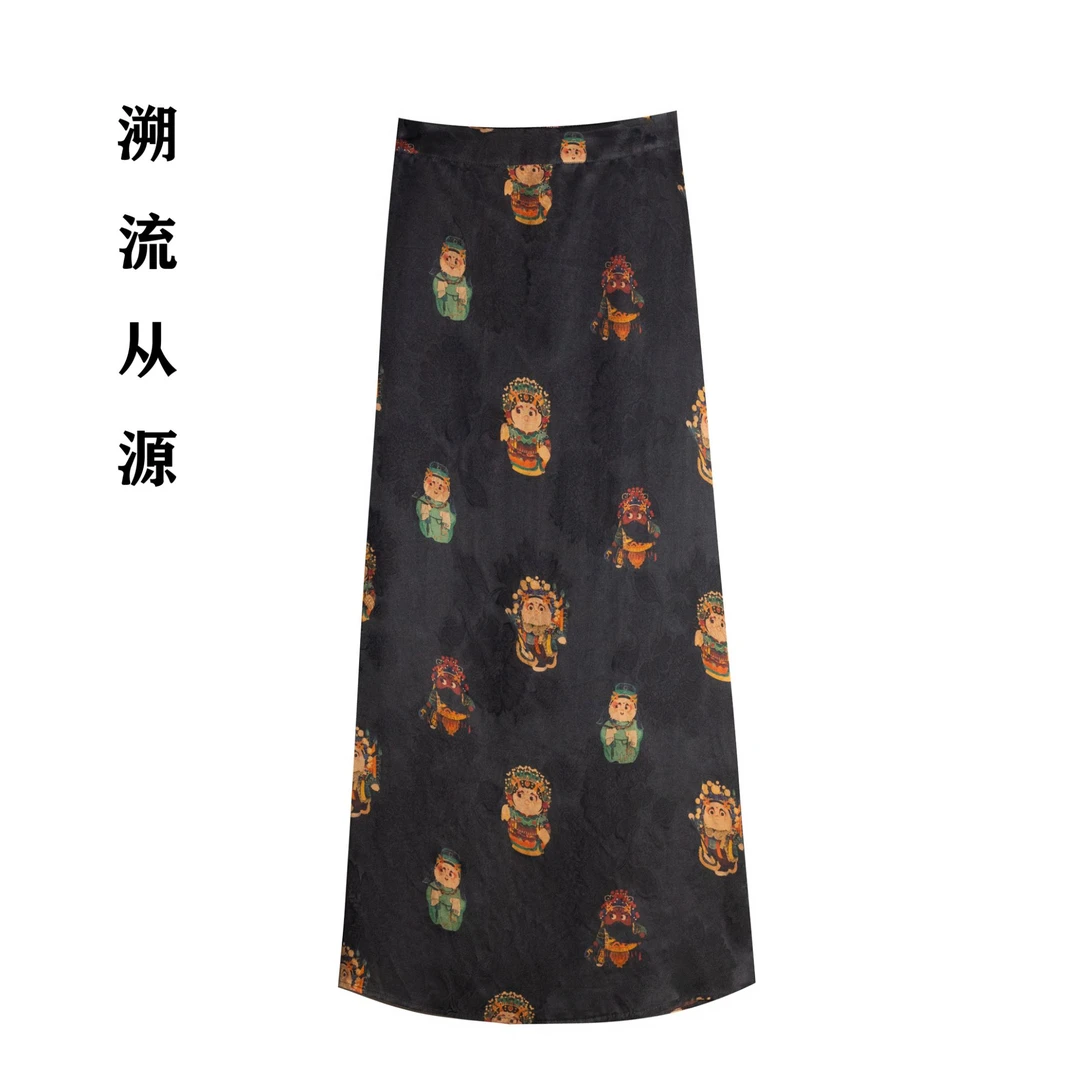 『京剧脸谱』新中式香云纱印花提花夏季复古国风包身裙