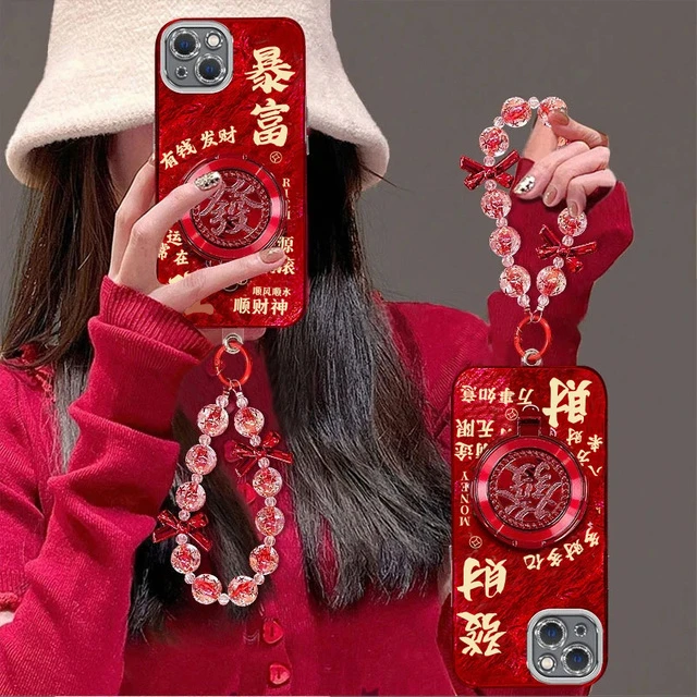 新年旋转发支架适用苹果16promax手机壳华为mate60pro新款pura70