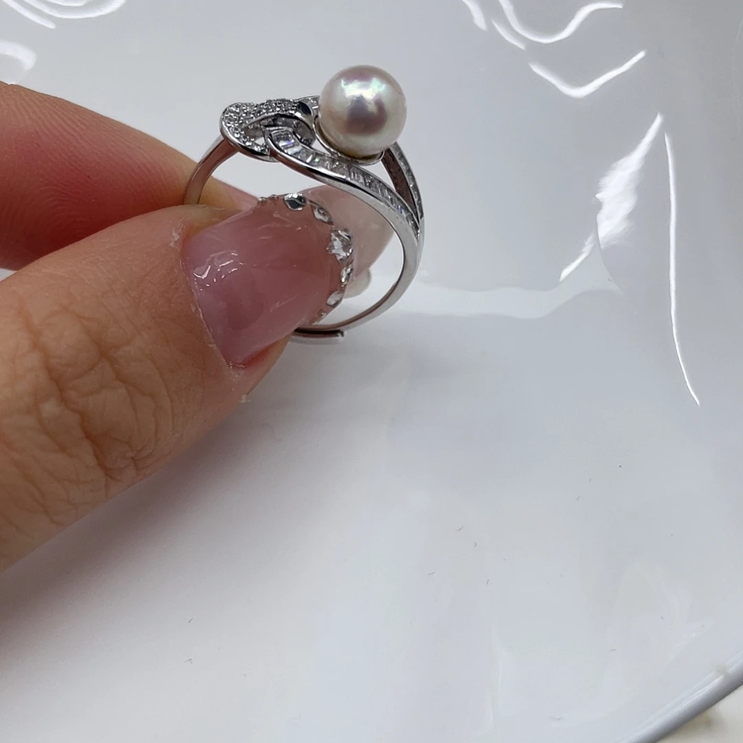 戒指银S925镶嵌海水珍珠