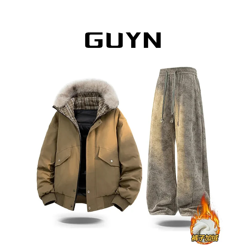 【品牌正品现货】GUYN痞帅高级感棉服男冬季潮牌加厚保暖防寒棉袄子
