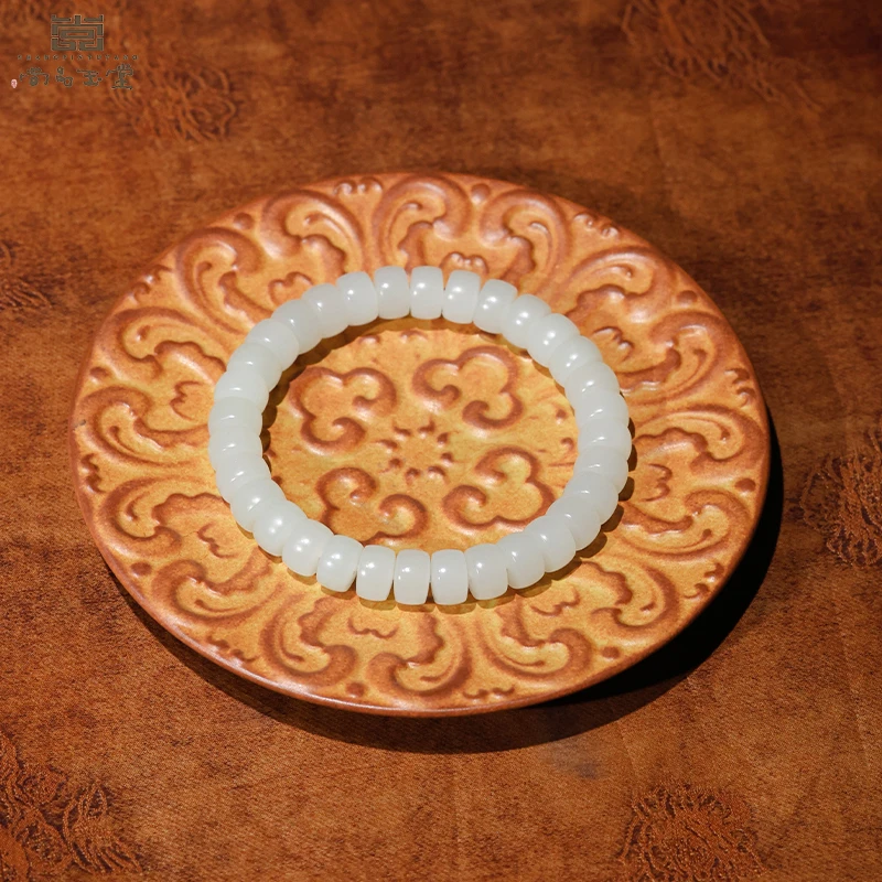 尚品玉堂【30公斤原石】新疆和田玉羊脂白玉药片珠手串手持5*8mm