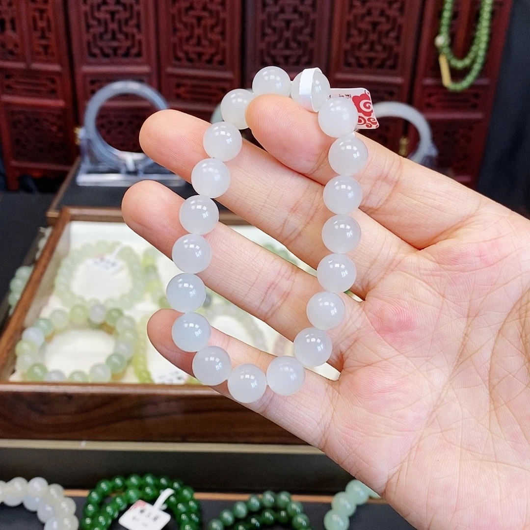 和田玉手串未镶嵌白玉10