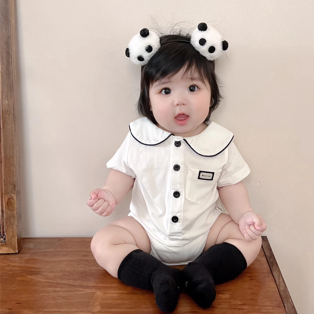 夏季婴儿衣服薄款韩系三角哈衣短袖包屁衣周岁小月龄女宝宝连体衣