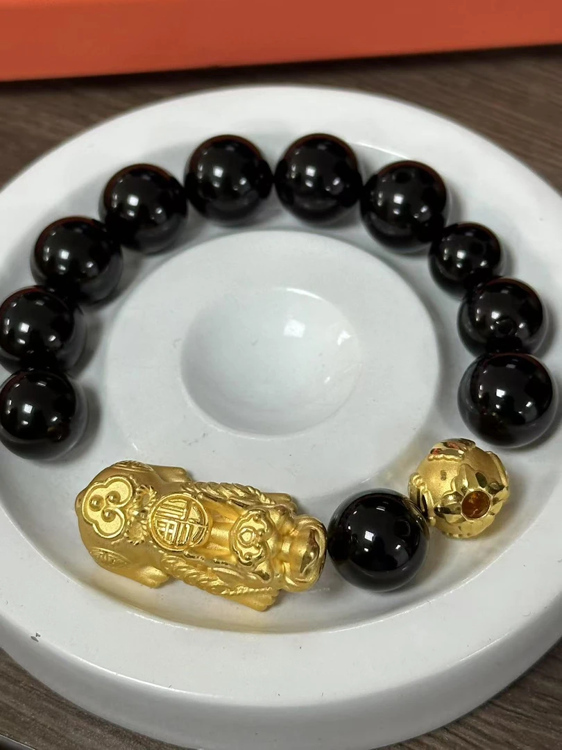 【足金999】卡12转运珠+黄金貔貅