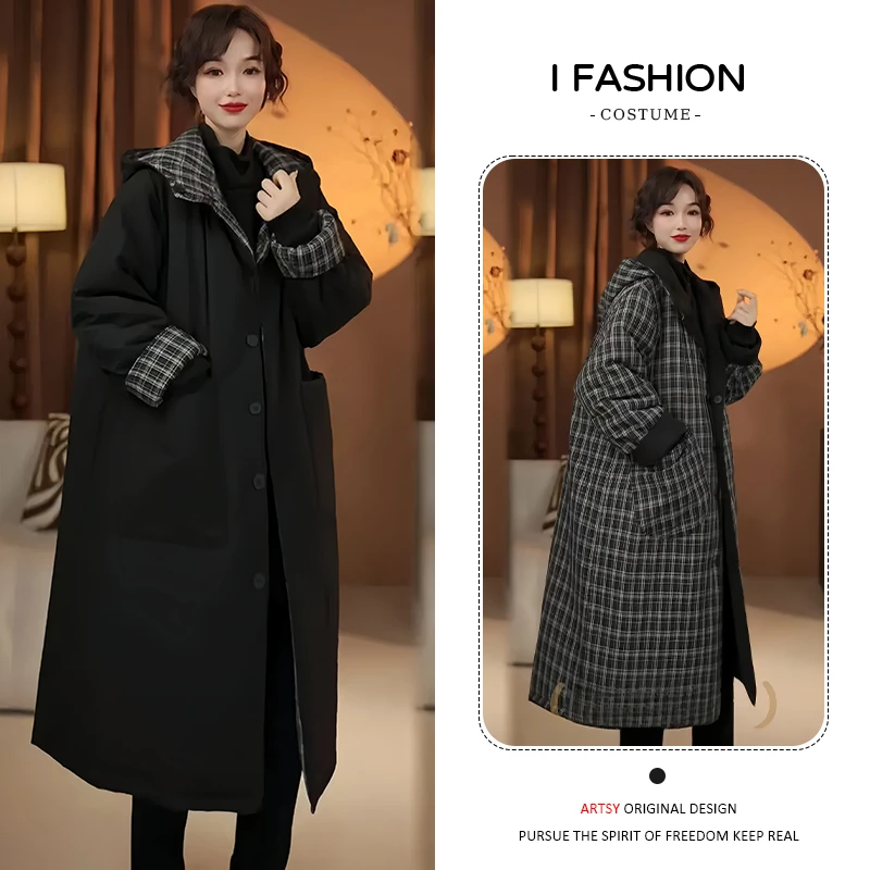 2025冬季宽松中长款新款时尚棉服加厚休闲宽松百搭套大码保暖棉衣