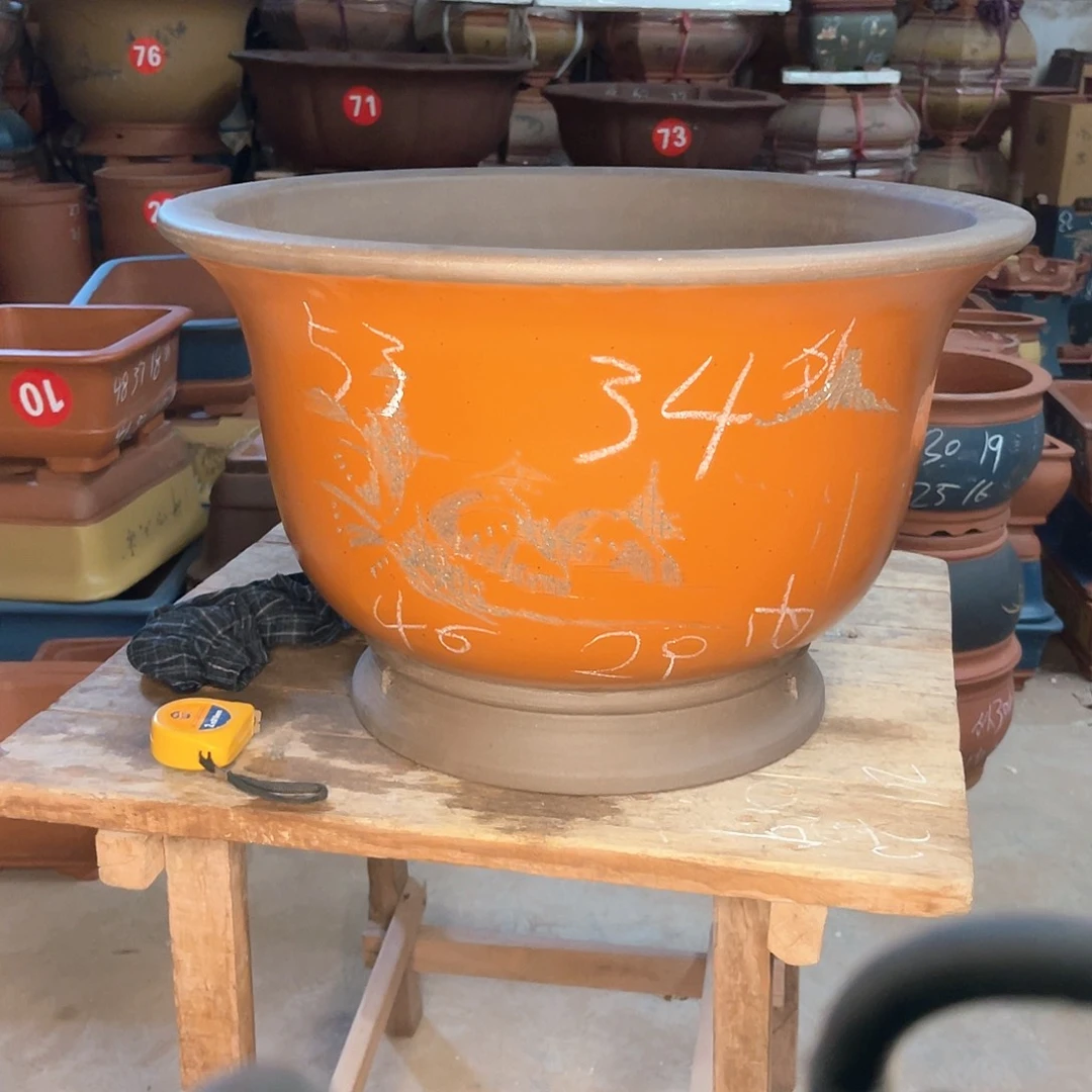 紫砂花盆高大金钟盆一个