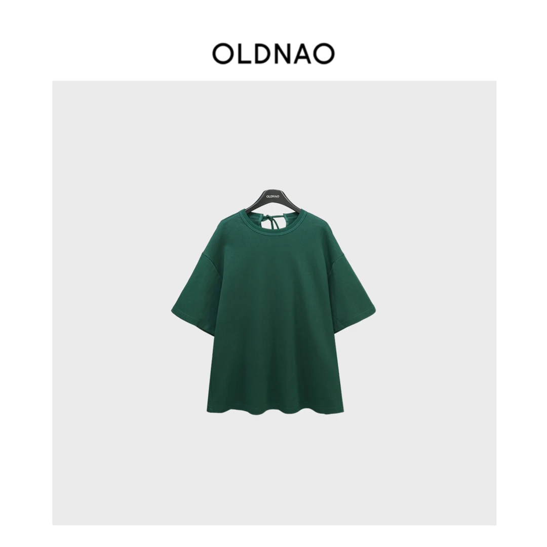 【OLDNAO】品牌订单线后领镂空系绳宽松廓形T恤-ZDQ-25052