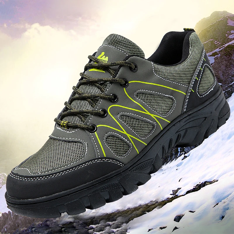春季登山鞋男款鞋子休闲皮鞋男士百搭透气防滑耐磨轻便爸爸工作鞋