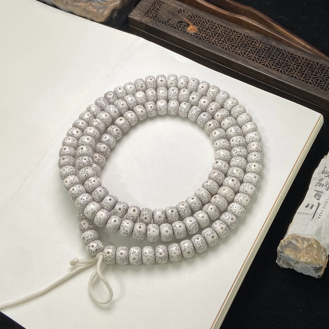 毕业 8/11藏式桶珠长串 海南料干磨脱脂顺白 月朗星稀小细星