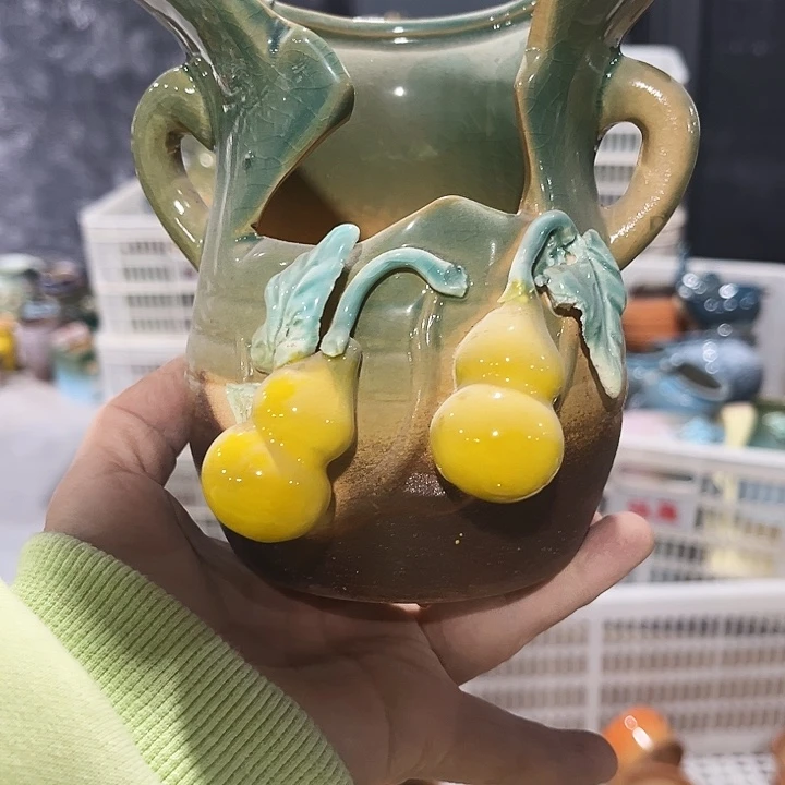 瓷片花盆多肉植物艺术品