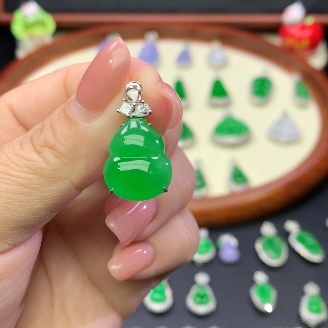翡翠18K金镶嵌吊坠(不含链)