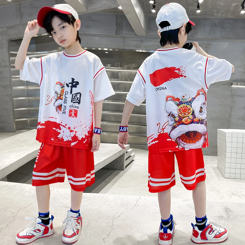 男童女童夏季篮球服短袖套装2025新款中大童儿童速干运动套训练服