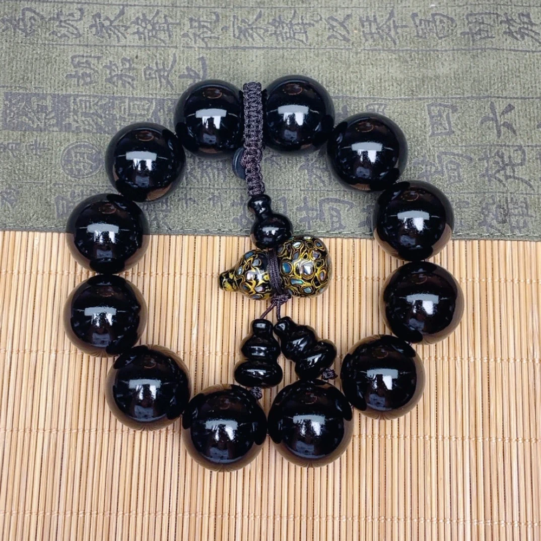 2.0雷击琥珀木文玩手串➕红木礼盒