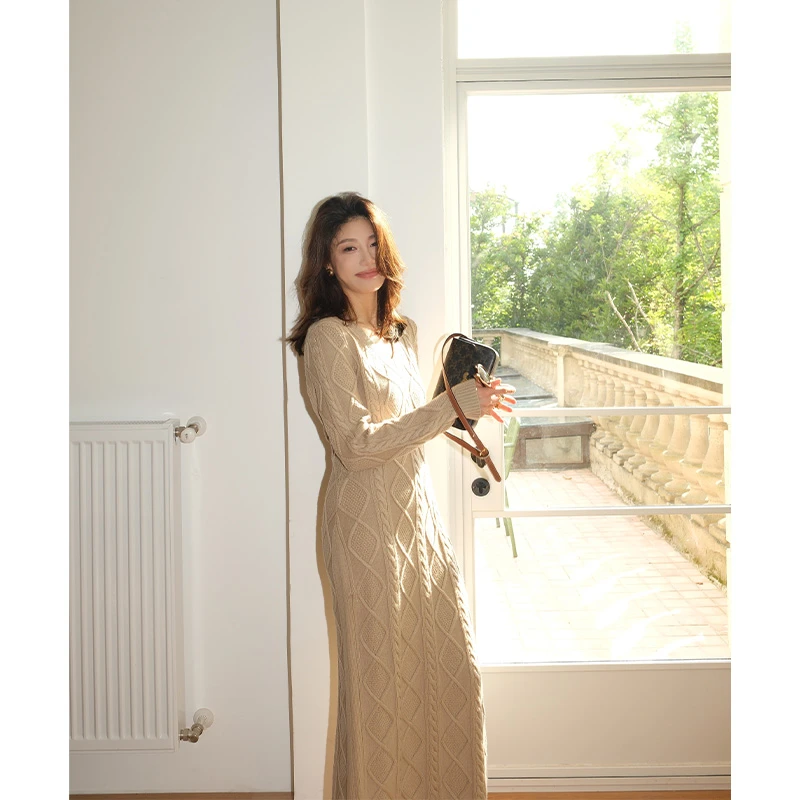 【AloneSavor】可可奶糖，24支双澳毛绒秋冬百搭高级针织连衣裙T083