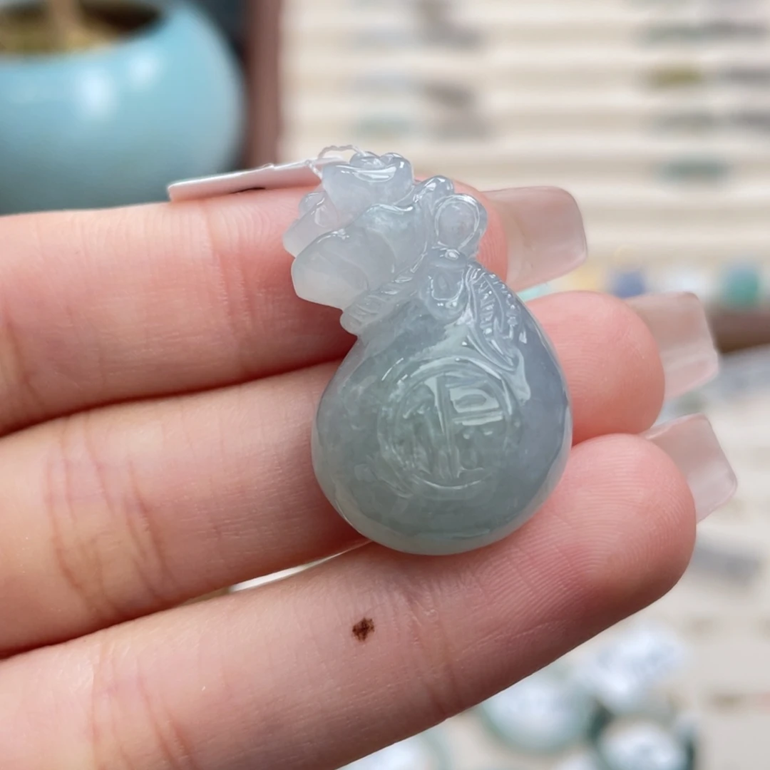 翡翠未镶嵌吊坠(不含链)a47蓝绿底福袋