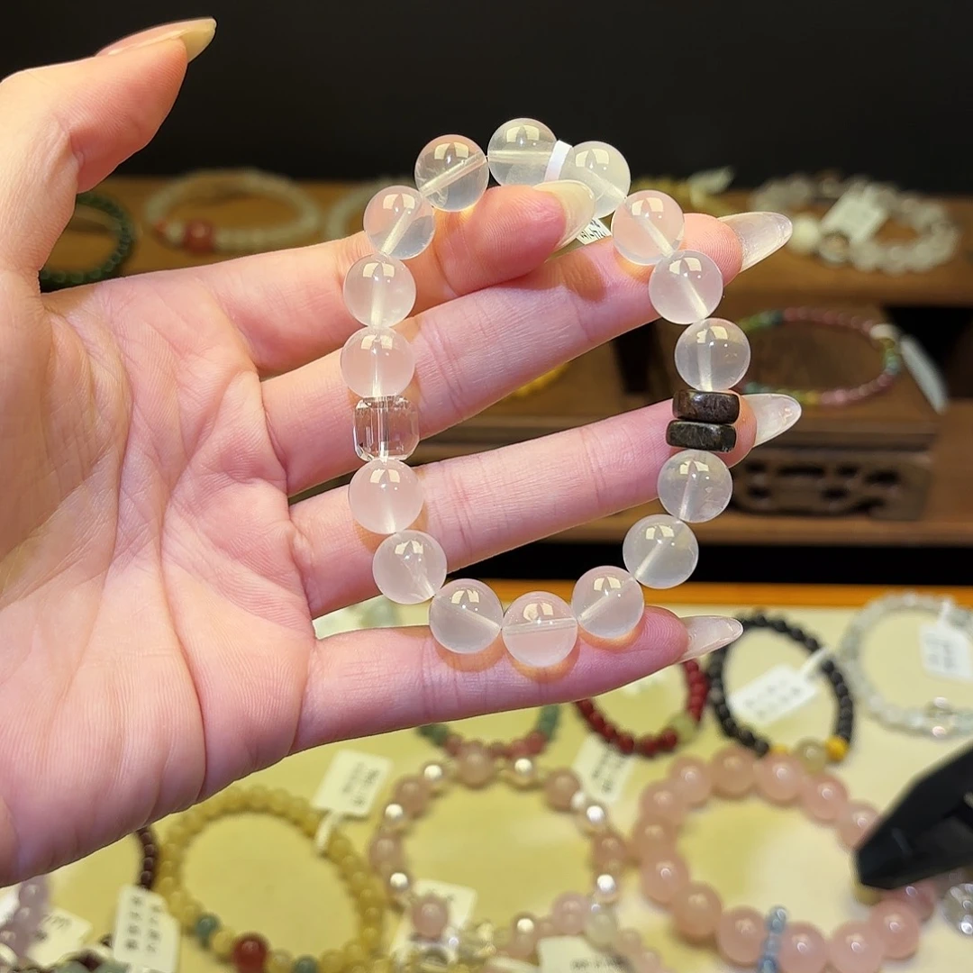 银S925镶嵌手链烟晶奶白1421