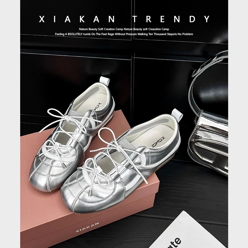 米熙家  内增高甜妹德训鞋女2025新款韩版运动芭蕾风玛丽珍单鞋