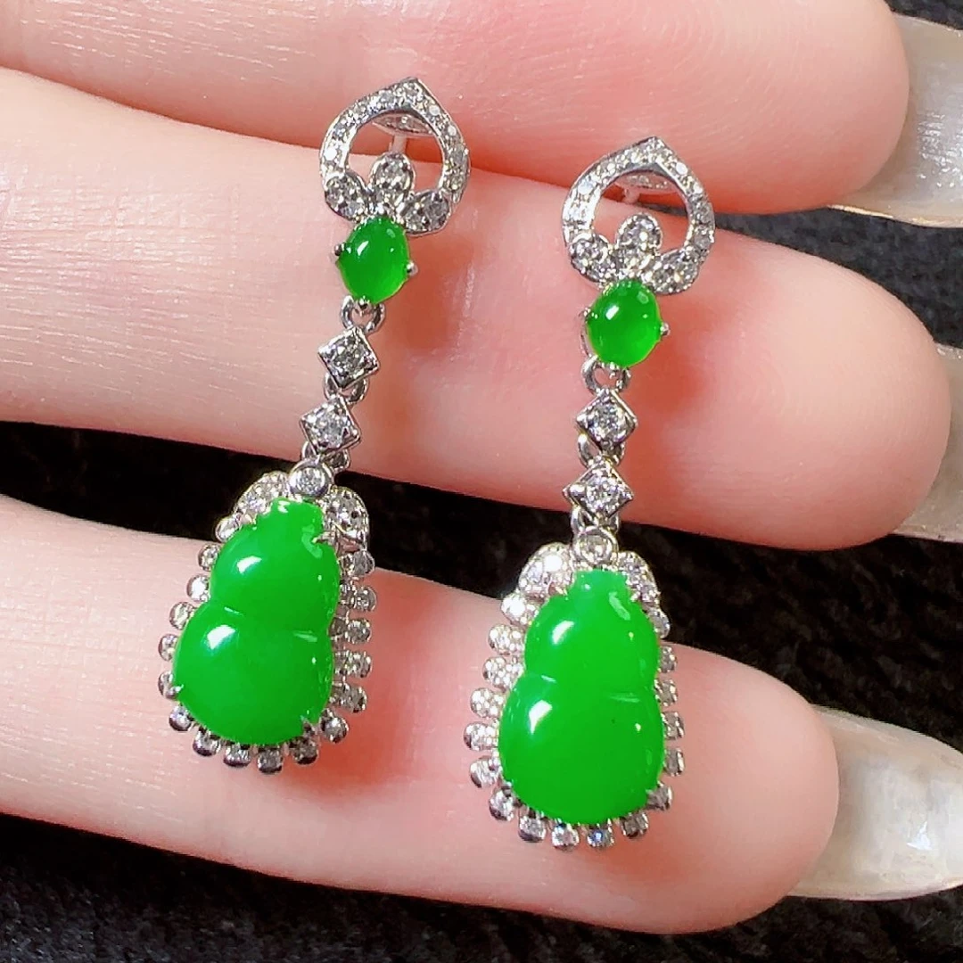 翡翠18K金镶嵌耳饰签收后24小时鉴赏期，过时不退