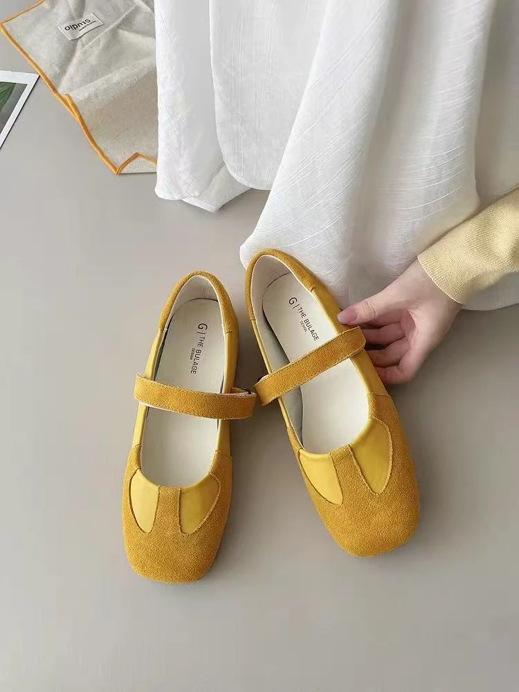 平底玛丽珍鞋2025春夏新款韩版银色小皮鞋魔术贴真皮单鞋3258-1