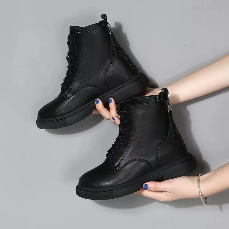 W0-28c显脚小马丁靴女新款春秋英伦风爆款单鞋瘦瘦炸街短靴薄绒