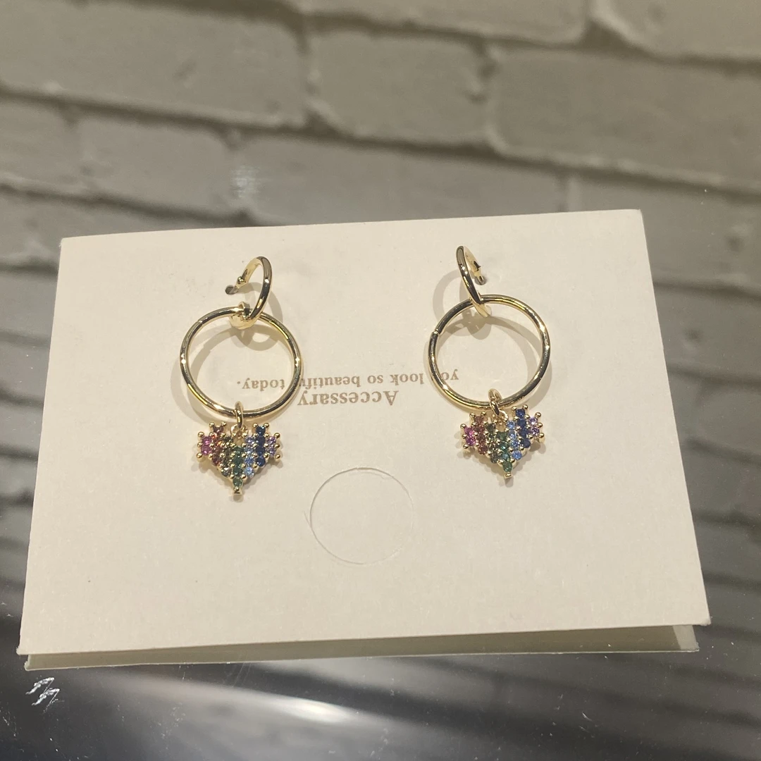 合金莫桑石耳饰 小众百搭设计感时尚复古冷淡风耳钉qc010