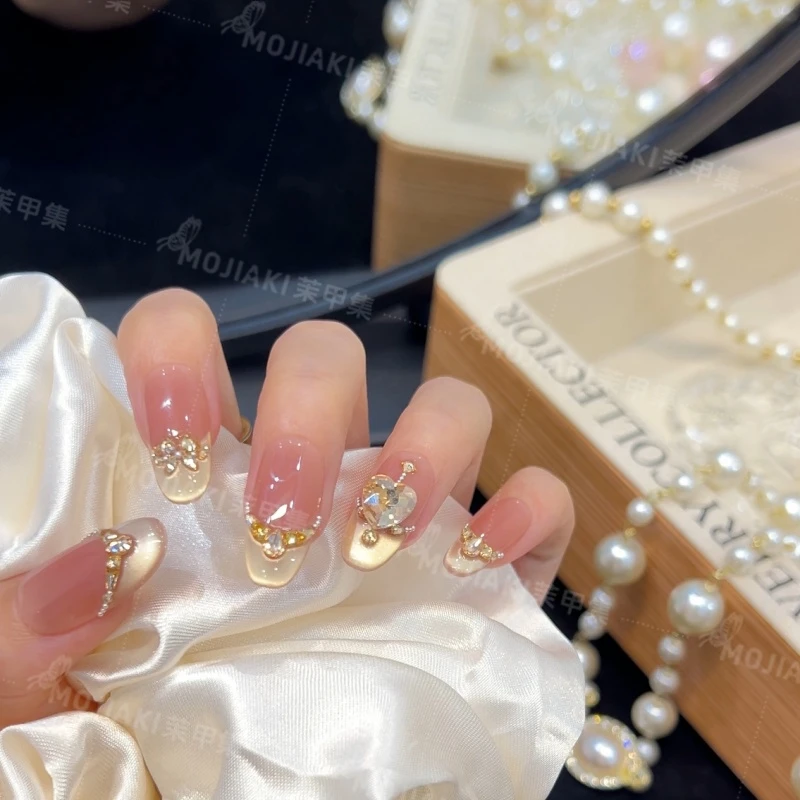 【星眸心动 】日常百搭气质温柔带钻中长款穿戴甲