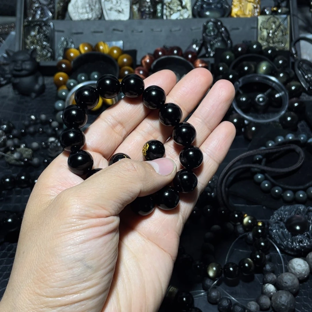 黑曜岩珠宝奇石未镶嵌白**夜