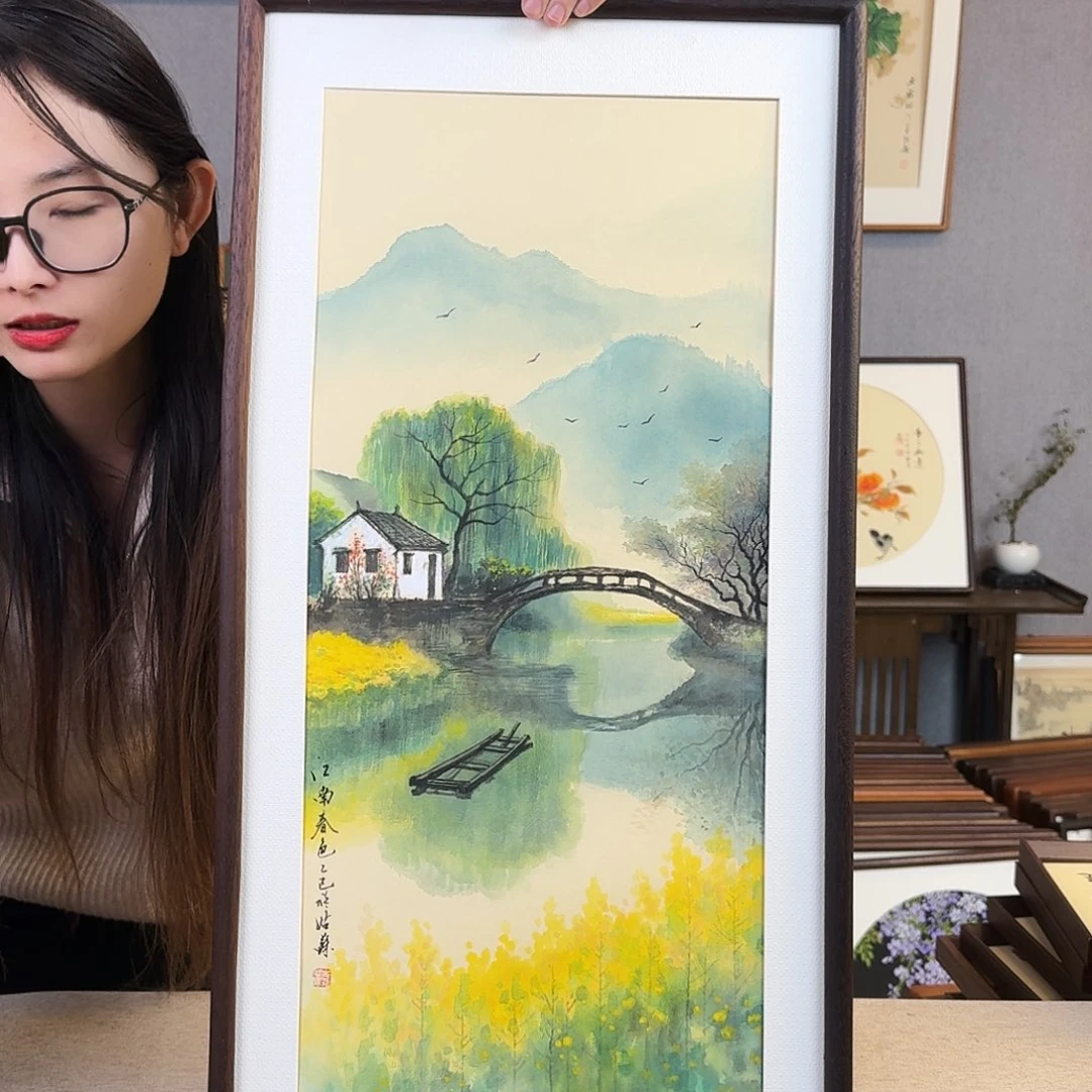 书法手绘带框尺寸： 36*69