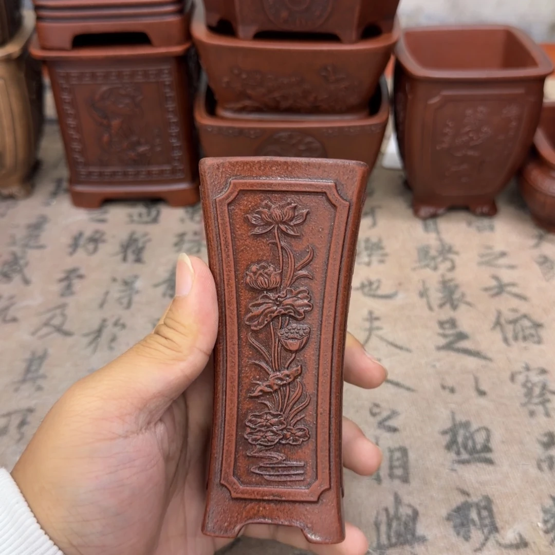 紫砂花盆4.5x11.8内经紫砂花盆