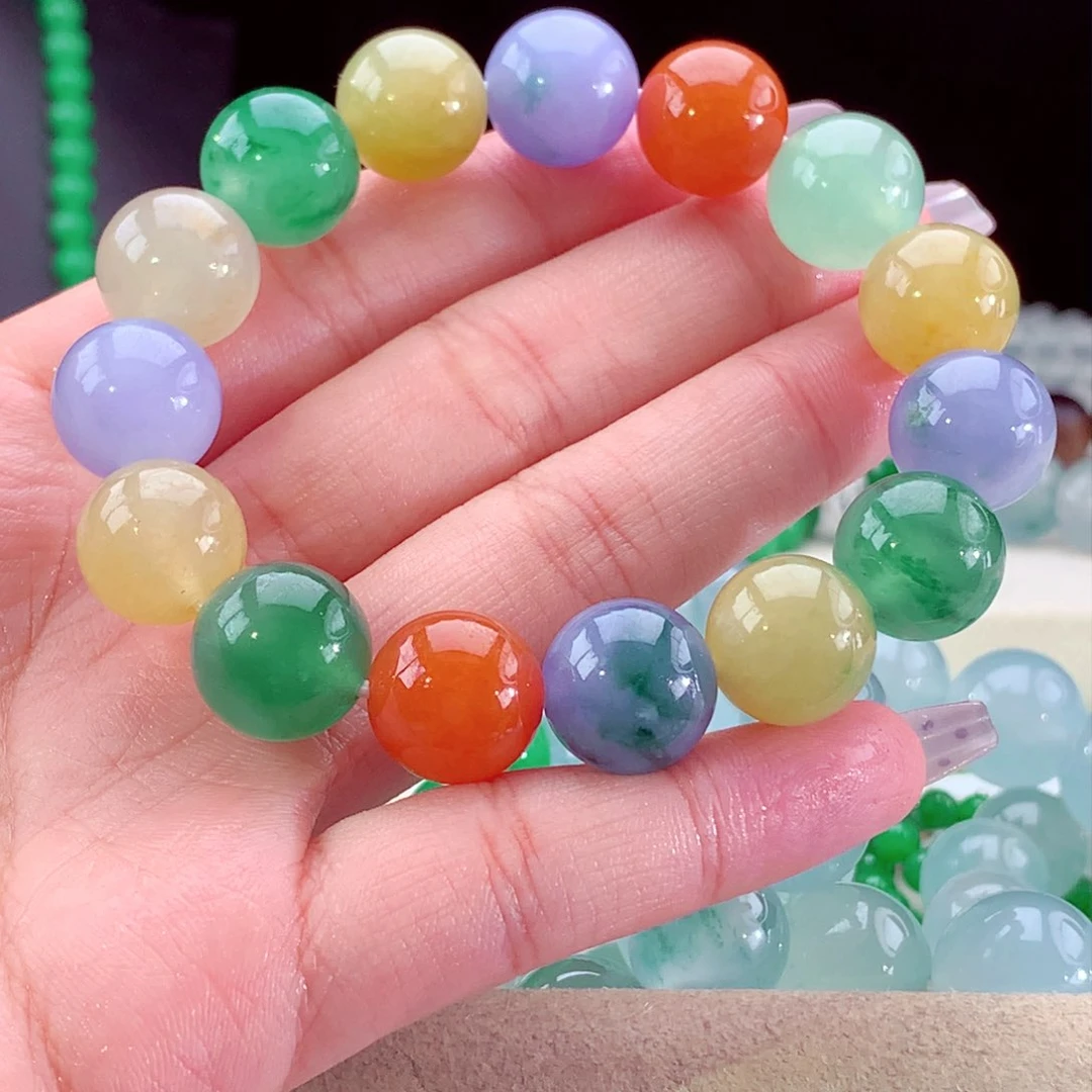 翡翠手串未镶嵌天然缅甸a货翡翠多宝手串