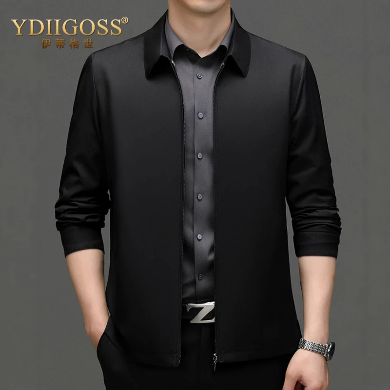 YDIIGOSS商务夹克男春秋薄款高品质时尚休闲服商务翻领工装上衣