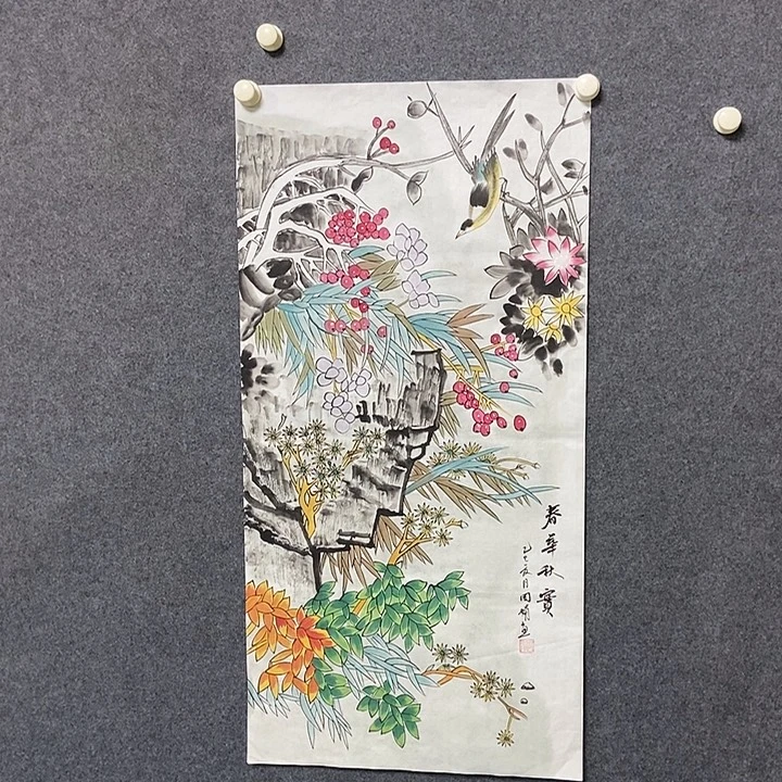 国画三尺花鸟一副